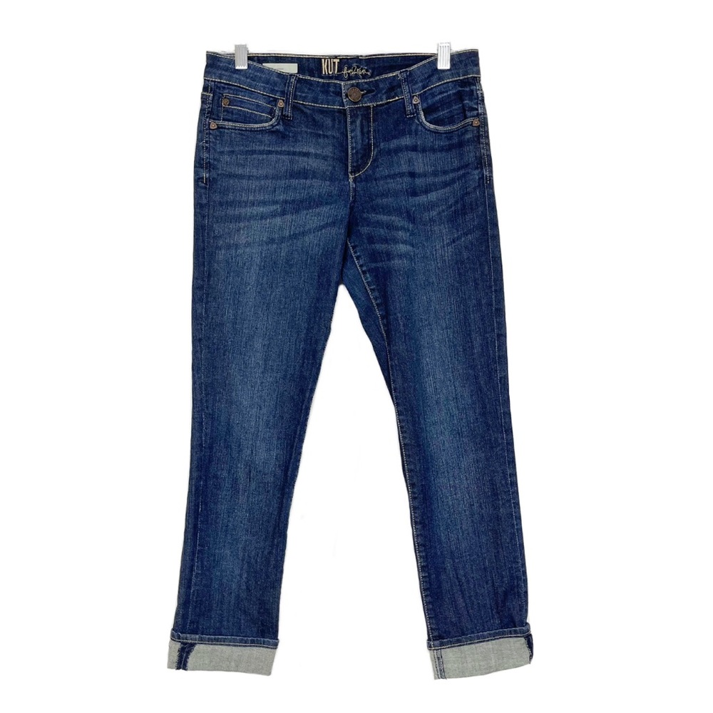 Kut From The Kloth Katy Boyfriend Jeans Dark Wash Mid Rise Blue Sz 4 - Picture 2 of 16